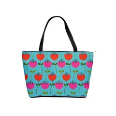 Tulips Floral Background Pattern Shoulder Handbags by Simbadda