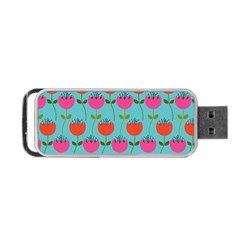 Tulips Floral Background Pattern Portable Usb Flash (two Sides) by Simbadda