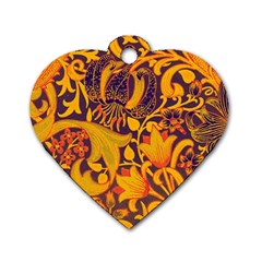 Floral pattern Dog Tag Heart (Two Sides)