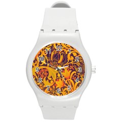 Floral pattern Round Plastic Sport Watch (M)