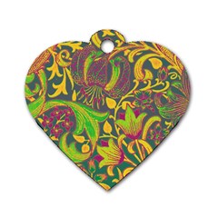 Floral Pattern Dog Tag Heart (two Sides) by Valentinaart