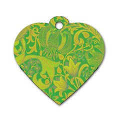 Floral Pattern Dog Tag Heart (two Sides) by Valentinaart