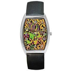 Floral Pattern Barrel Style Metal Watch by Valentinaart