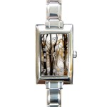 Fall Forest Artistic Background Rectangle Italian Charm Watch Front