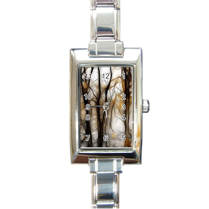 Fall Forest Artistic Background Rectangle Italian Charm Watch