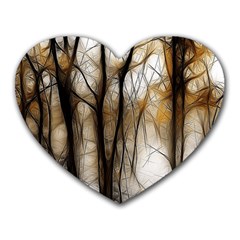Fall Forest Artistic Background Heart Mousepads by Simbadda