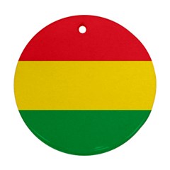 Rasta Colors Red Yellow Gld Green Stripes Pattern Ethiopia Round Ornament (two Sides) by yoursparklingshop