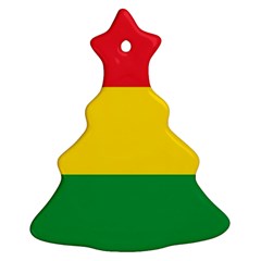 Rasta Colors Red Yellow Gld Green Stripes Pattern Ethiopia Christmas Tree Ornament (two Sides) by yoursparklingshop