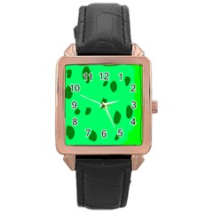 Alien Spon Green Rose Gold Leather Watch  by Alisyart