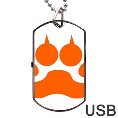 Bear Paw Dog Tag Usb Flash (one Side) by Alisyart