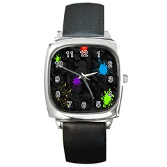 Black Camo Spot Green Red Yellow Blue Unifom Army Square Metal Watch