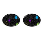 Black Camo Spot Green Red Yellow Blue Unifom Army Cufflinks (Oval) Front(Pair)