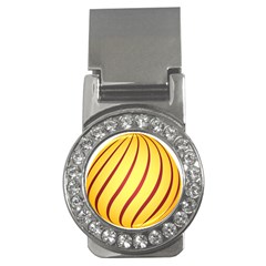 Yellow Striped Easter Egg Gold Money Clips (cz)  by Alisyart