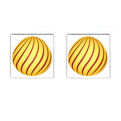 Yellow Striped Easter Egg Gold Cufflinks (square)