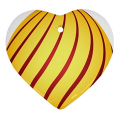 Yellow Striped Easter Egg Gold Heart Ornament (two Sides)