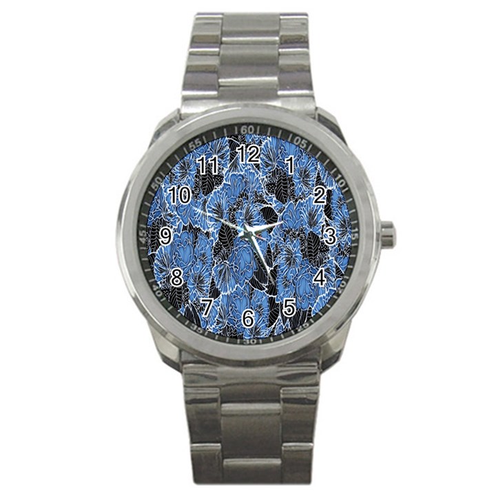 Floral Pattern Background Seamless Sport Metal Watch