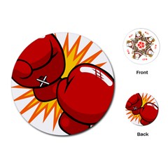 Boxing Gloves Red Orange Sport Playing Cards (round)  by Alisyart