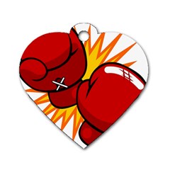 Boxing Gloves Red Orange Sport Dog Tag Heart (one Side) by Alisyart