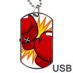 Boxing Gloves Red Orange Sport Dog Tag Usb Flash (two Sides)