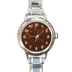 Brown Sequins Background Round Italian Charm Watch by Simbadda