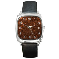 Brown Sequins Background Square Metal Watch by Simbadda