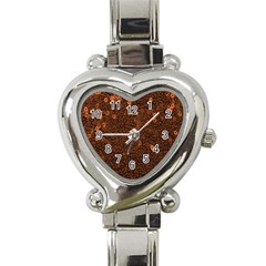 Brown Sequins Background Heart Italian Charm Watch by Simbadda