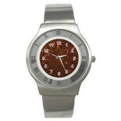 Brown Sequins Background Stainless Steel Watch by Simbadda