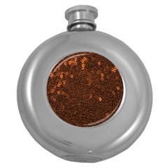 Brown Sequins Background Round Hip Flask (5 Oz)