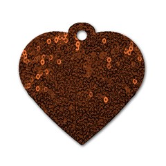 Brown Sequins Background Dog Tag Heart (two Sides) by Simbadda