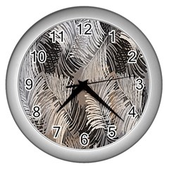 Floral Pattern Background Wall Clocks (silver) 