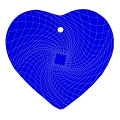 Blue Perspective Grid Distorted Line Plaid Ornament (heart)