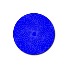Blue Perspective Grid Distorted Line Plaid Rubber Round Coaster (4 Pack)  by Alisyart