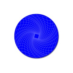 Blue Perspective Grid Distorted Line Plaid Magnet 3  (round) by Alisyart