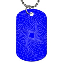 Blue Perspective Grid Distorted Line Plaid Dog Tag (two Sides) by Alisyart