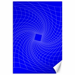 Blue Perspective Grid Distorted Line Plaid Canvas 12  X 18  