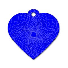 Blue Perspective Grid Distorted Line Plaid Dog Tag Heart (one Side)