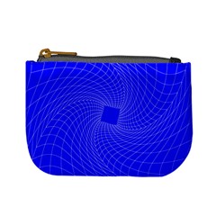 Blue Perspective Grid Distorted Line Plaid Mini Coin Purses