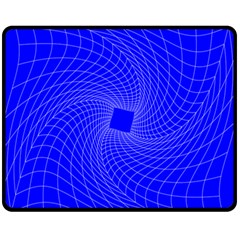 Blue Perspective Grid Distorted Line Plaid Fleece Blanket (medium) 