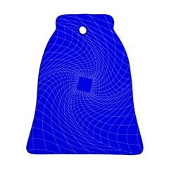 Blue Perspective Grid Distorted Line Plaid Ornament (bell)