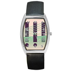 Day Sea River Bridge Line Water Barrel Style Metal Watch by Alisyart