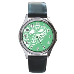 Fish Star Green Round Metal Watch by Alisyart