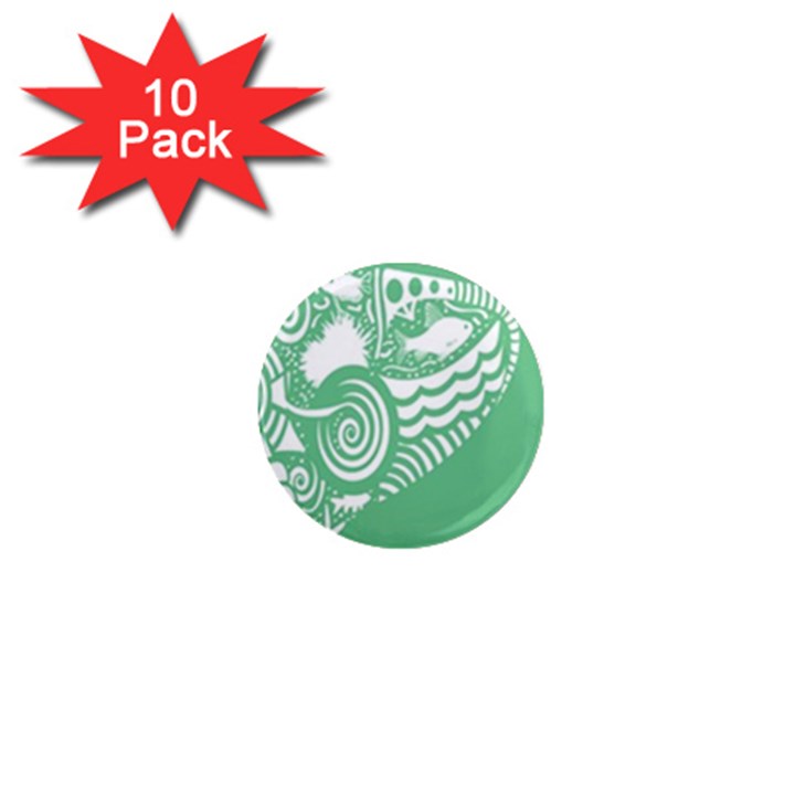 Fish Star Green 1  Mini Magnet (10 pack) 