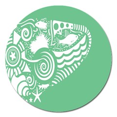 Fish Star Green Magnet 5  (round) by Alisyart