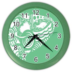 Fish Star Green Color Wall Clocks by Alisyart