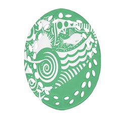 Fish Star Green Ornament (oval Filigree) by Alisyart