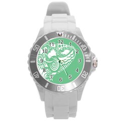 Fish Star Green Round Plastic Sport Watch (l) by Alisyart