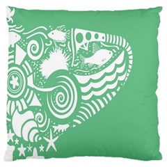 Fish Star Green Large Flano Cushion Case (one Side)