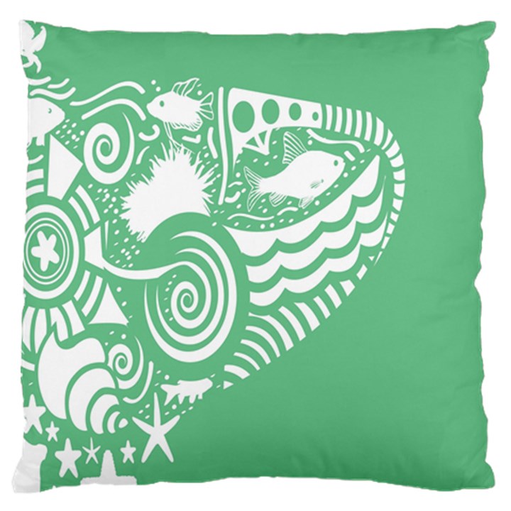 Fish Star Green Large Flano Cushion Case (One Side)