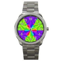 Complex Beauties Color Line Tie Purple Green Light Sport Metal Watch