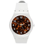 Fiery Ground Round Plastic Sport Watch (M) Front